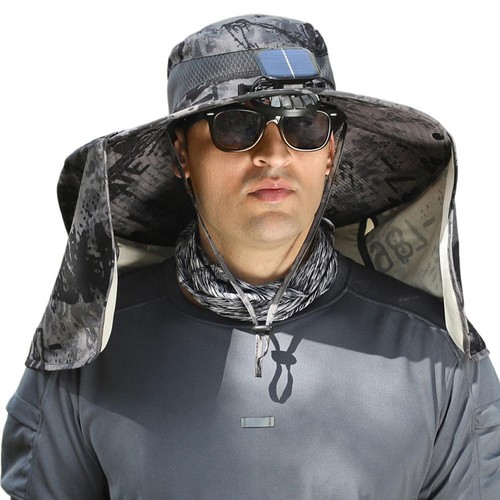 Big Wind Power Solar Fan Hat USB Powered Fan Outdoor Hiking Fishing Sports D3P7