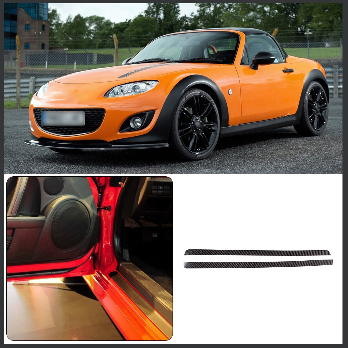 Carbon Fiber Door Sill Plate Guard Panel Sticker Trim For Mazda MX5