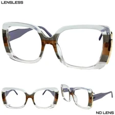 Oversized Classic RETRO Large Big Square Lensless EYE GLASSES Frame Only NO Lens