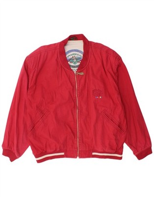 VINTAGE Mens Bomber Jacket UK 42 XL Red Cotton BF09