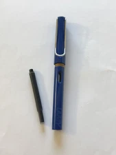 LAMY Safari Fountain Pen BLUE Fine Nib + Black Ink Catridge NO BOX