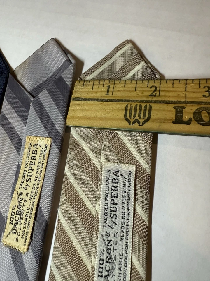 VTG 60s Superba Tie Lot 5pc Dacron Polyester Skinny 2-2 5/8” Mod Mad Men USA - Image 4 of 4