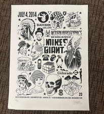 Mike Giant 18”x24”  Ink Screen Print Denver Blackbook Gallery signed 2014 36/100