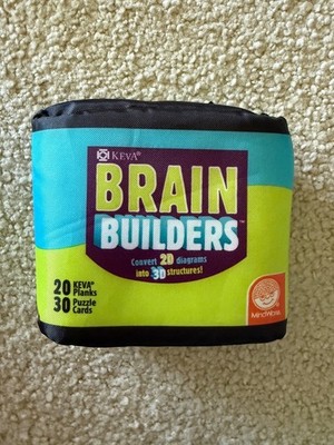 Keva Brain Builders 20 Planks & 30 Puzzles w Zipper Carrying Pouch Mindware