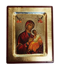 Griechisch-Orthodox Holzikone Gottesmutter Immerw&auml;hrende Hilfe 12.5x10