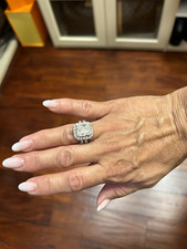 IGI Certified Lab Grown Cushion Halo Diamond 14k White Gold Ring Size 7