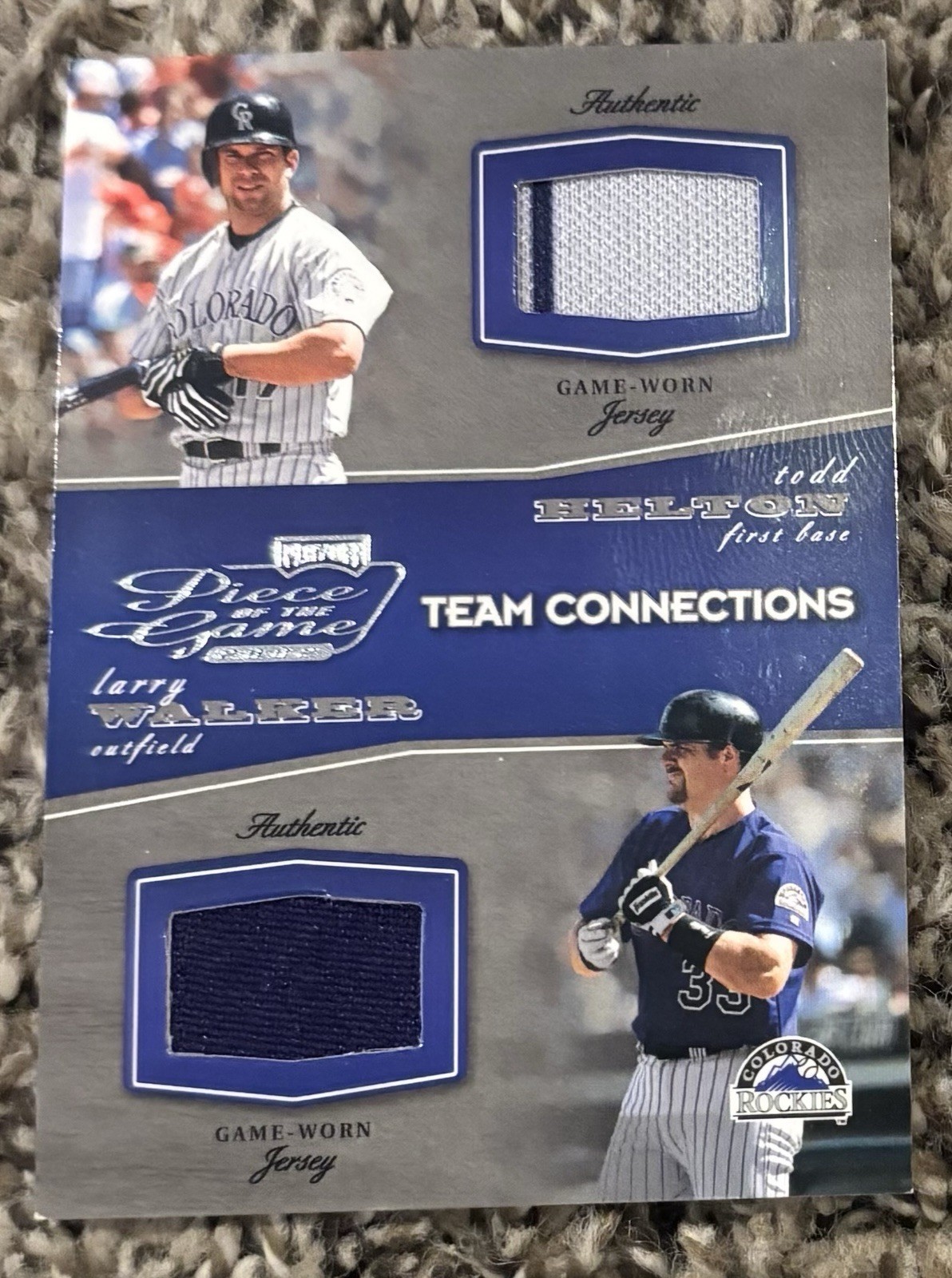 2002 Playoff Piece of the Game Materials #116/500 Todd Helton Larry Walker HOF