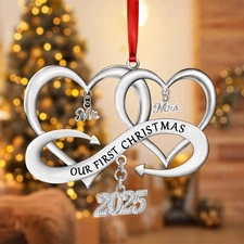 Our First Christmas as Mr & Mrs Ornament 2025 Large Metal Ornaments