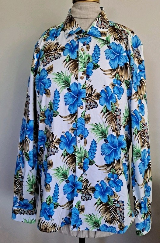 PAISLEY & GRAY YOUNG MEN  XXL(19) LONG SLEEVE BUTTON UP STRETCH SLIM FIT FLORAL