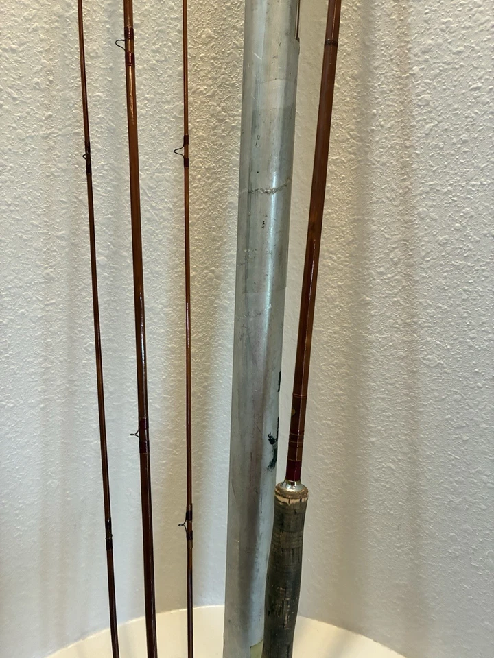 MODELO FLASH MONTAGUE VINTAGE - acero BAMBÚ - POSTE DE PESCA CON MOSCA con estuche de aluminio - FR2 Foto 3 de 4