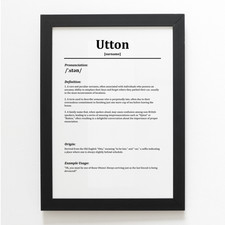 A4 PRINT - Utton - Funny Humorous Family Surname Definition