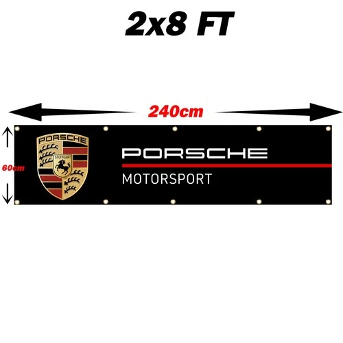 911 Motorsports Automotive Racing Car Flag Banner 2x8FT Garage Signs Logo