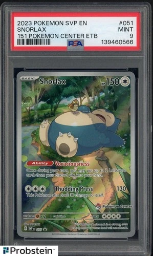 2023 Pokemon SVP EN #51 151 Pokemon Center ETB Snorlax PSA 9 MINT