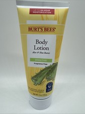 Burt's Bees Body Lotion Aloe Shea Butter Sensitive Fragrance Free 6 Oz