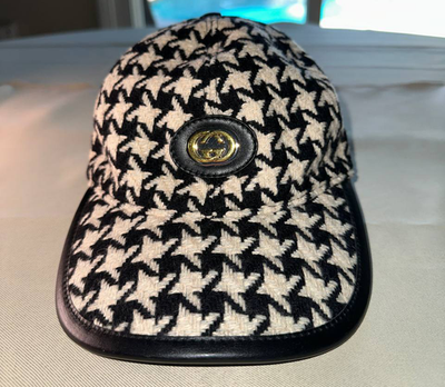 Gucci GG Interlocking Houndstooth Tweed Baseball Cap Size M  display picture 3