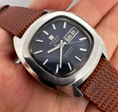 VINTAGE TISSOT AUTOMATIC  SEASTAR SWISS MADE   WATCH MENS BLUE DIAL TV STYLE