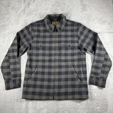 LL Bean Jacket Mens Small Gray Maine Guide Jac Shirt Wool Blend Buffalo Flannel