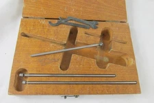 Vintage Starrett No 445 Depth Micrometer Gauge parts in Original Wooden Box