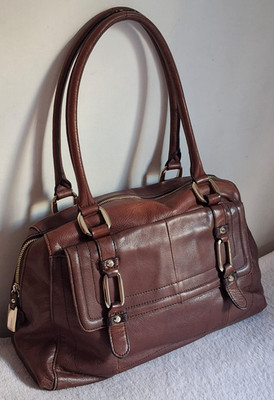 B. Makowsky Butter-soft full grain Chocolate Leather Spacious Shoulder bag