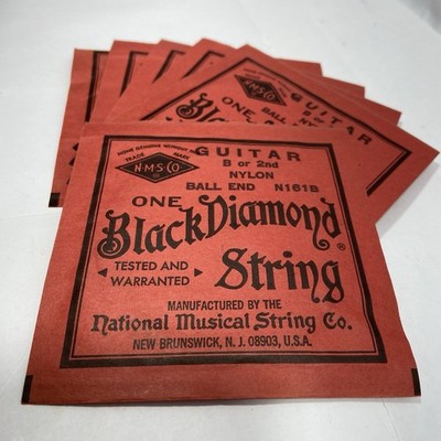 Black Diamond Lot Of 6 Nylon Guitar Strings B Or 2nd Ball End N161B Sealed Pkgs