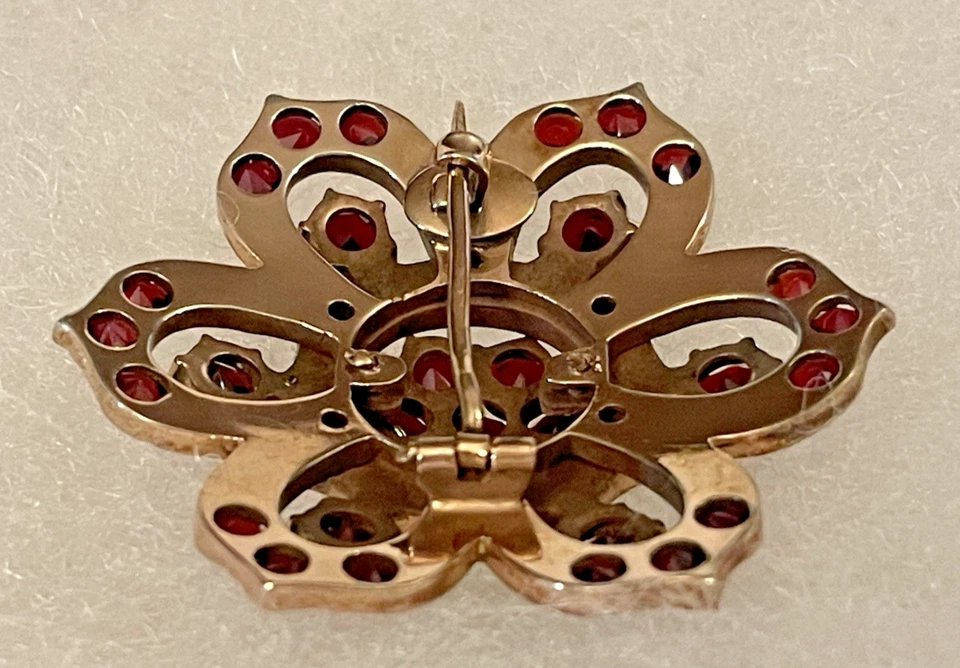 BROCHE VITORIAN BOHEMIAN GARNET STARBURST C fecho 1 1/4" 6.7G🌺🌺 - Imagem 4 de 4