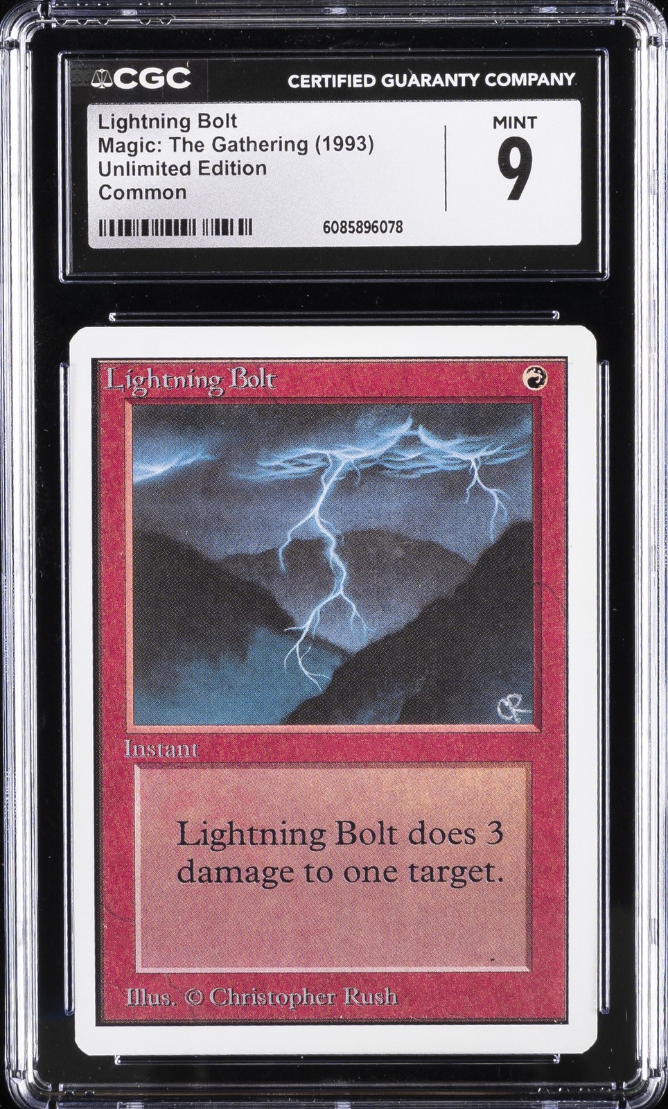 1993 MAGIC: THE GATHERING UNLIMITED ED COMMON LIGHTNING BOLT CGC 9