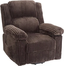 Manual Recliner Sofa with Handle, Pillow Top Arms, Thick Padding, Side Pocket