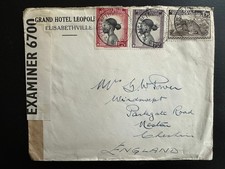 Belgian Congo 1943 WW2 Grand Hotel Elisabethwille Advertsising Censor Cover