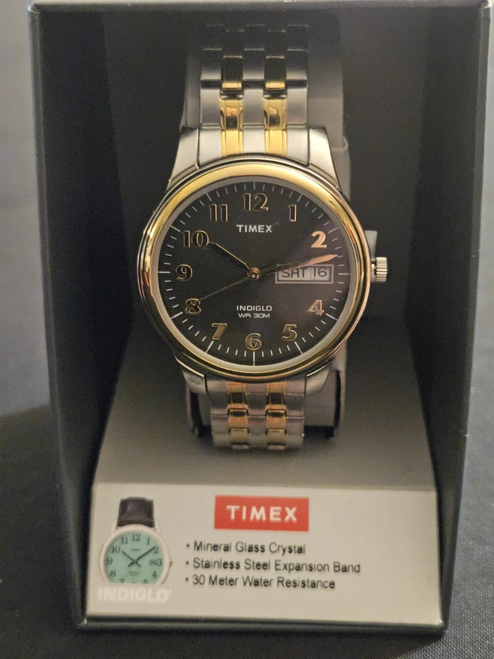 *Nuevo* Reloj de cuarzo Timex Indiglo clásico para hombre 35 mm Foto 3 de 4