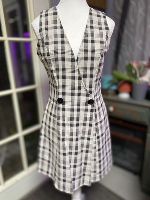 Basic Equipment 90s Plaid Long Vest Or Mini Dress Button Waist Size Small (i)