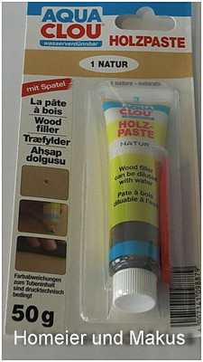 Clou Holzpaste Holzkitt Wasserverdünnbar 60 gr geblistert #