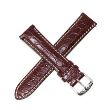 Jacques Lemans 20MM Genuine Alligator Leather Skin Watch Strap Band WINE RED NEW