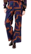 FRNCH Violette Maze Pants Womens Blue Retro Boho Bold Eclectic Statement NWT