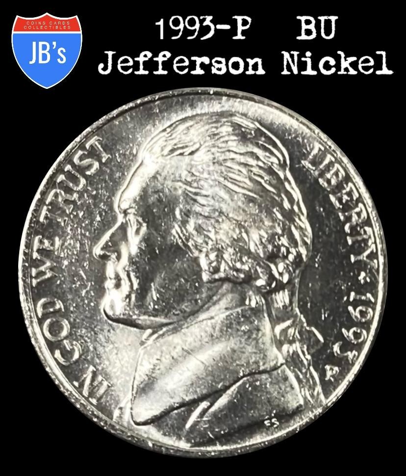 1993 (P) Jefferson Nickel BRILLIANT UNCIRCULATED (BU) *JB's Coins