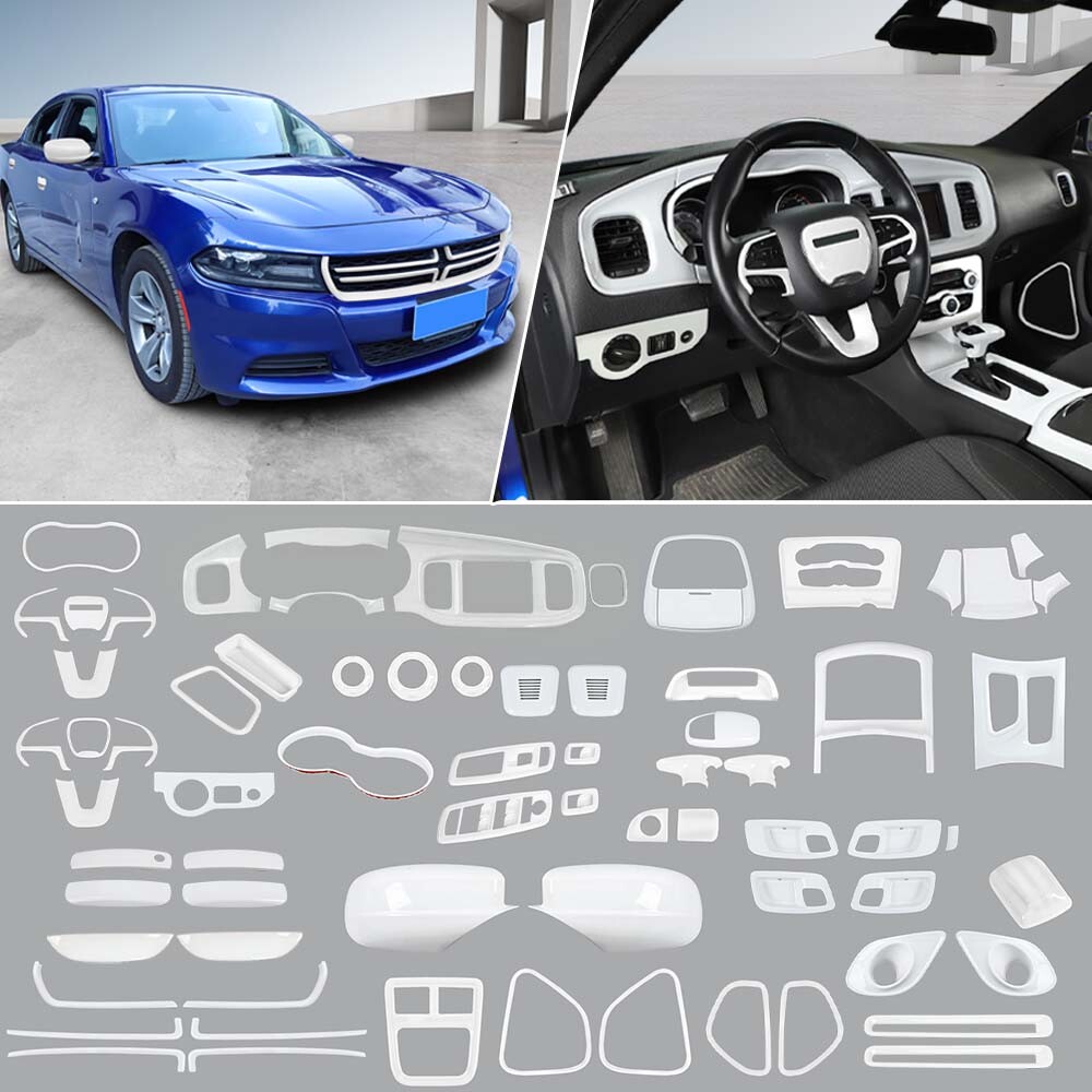 White Interior Exterior Decorative Accessories Trims Kit for Dodge Charger 2015+