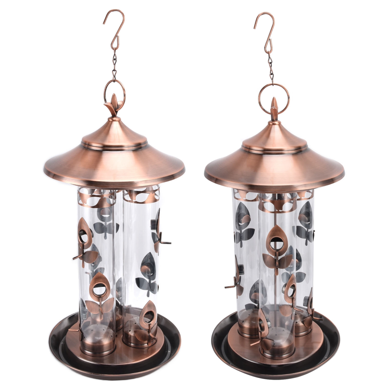 Retro Wrought Iron Bird Feeder Transparent Hanging Bird Food Feeder For Outdoor Koopje, populaire SALE
