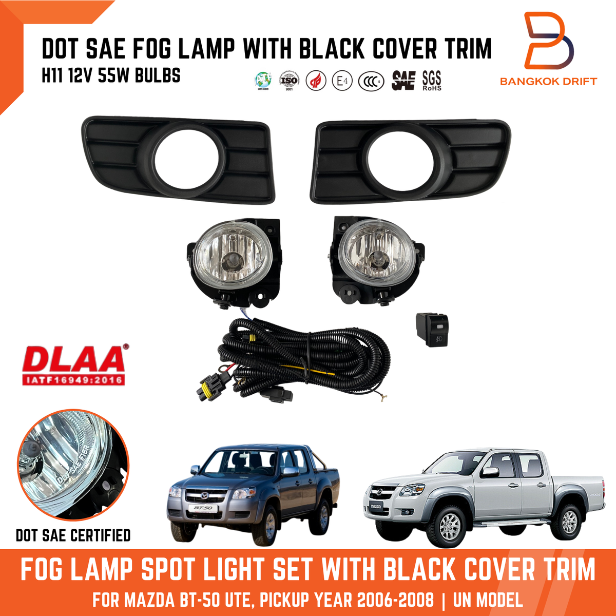 DOT SAE Certified Fog Lamp Spot light Set For MAZDA BT-50 UN 2006