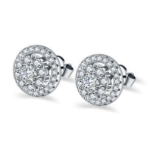 925 Sterling Silver Womens Round Cubic Zirconia CZ Stud Flower Cluster Fashion Earrings