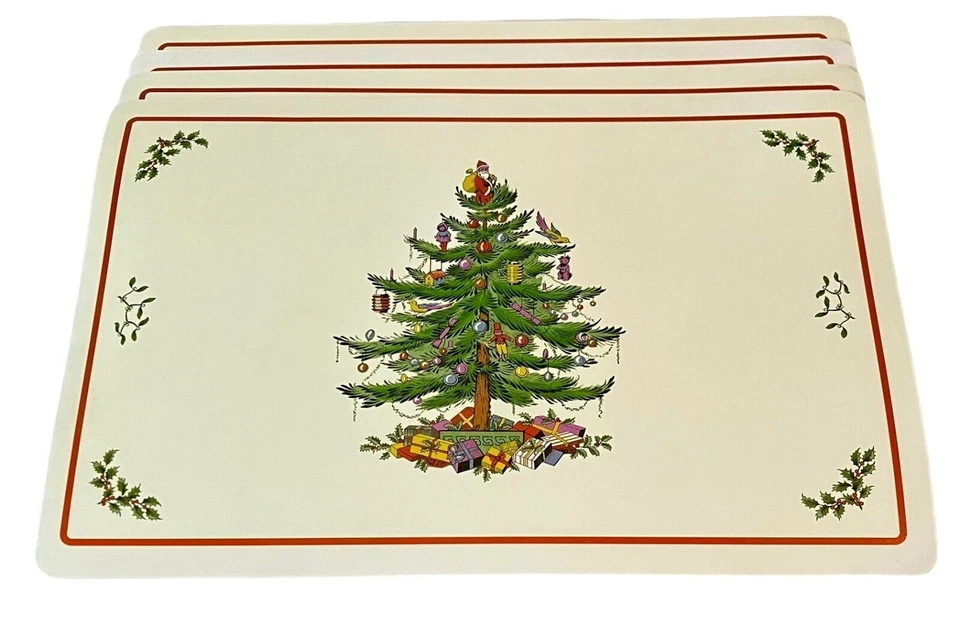 Juego de 4 manteles individuales SPODE de vinilo navideño SANTA Topper GRANDES 18x12-Pimpinela Foto 3 de 4