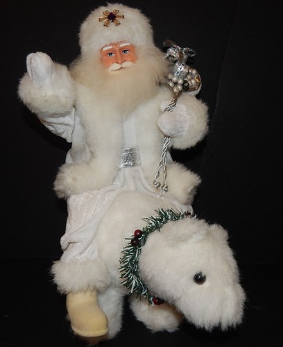 Navidad Viejo Mundo Papá Noel Peluche 15" Peluche Decoración Montar Oso Polar - Imagen 7 de 7