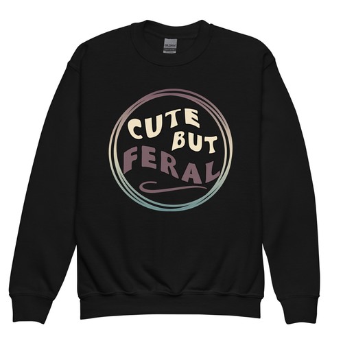 CUTE BUT FERAL funny Mom Daughter Sassy Classy, Girl Boss sweatshirt, kid shirt - Picture 3 of 16