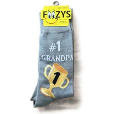 NWT Foozys Grey 1 Grandpa Trophy Graphic Novelty Socks Men's One Size