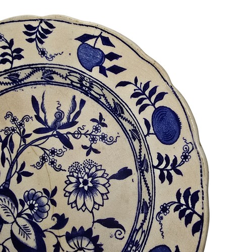 Blue Meissen Plate Dish Made in England Vintage Antique Floral Flowers 9.5 - Picture 16 of 22