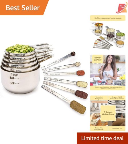 Measuring Cups Spoons Set 12 Stainless Steel Stackable Kitchen Gadgets Cooking