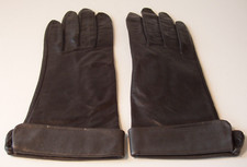 Vintage Black  Grey Color Leather Gloves, Size 7 1/2, Very Good Condition