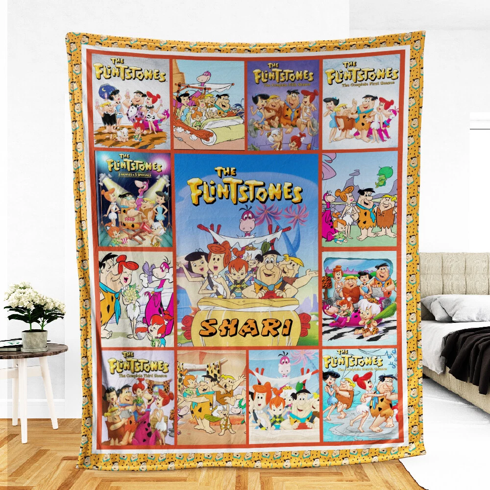 Personalized The Flintstones Blanket, Custom Name Quilt