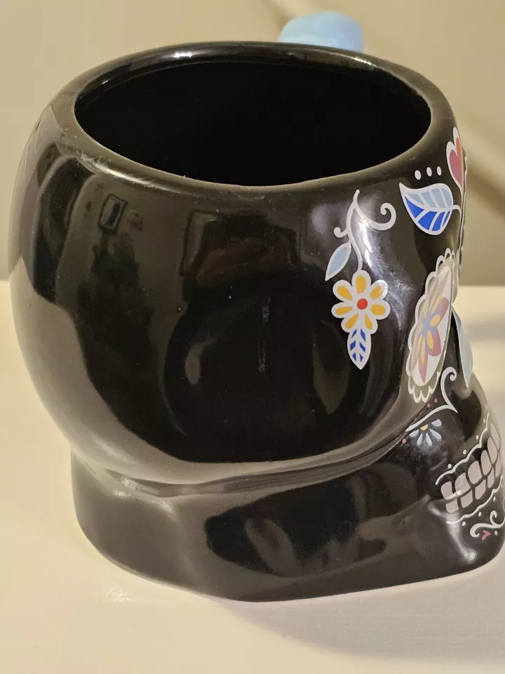 Halloween Día de los Muertos 16 OZ Taza de Café Negra Taza 3D Día de los Muertos Foto 2 de 4