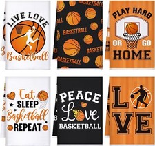 Bencailor 6 Pcs Tennis Basketball Themed Hand Towels Absorbent Bath Orange