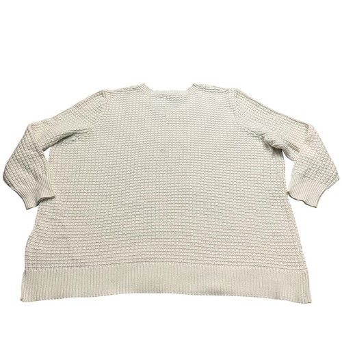 Woman Within Side Button Sweater 3X Waffle Knit Beige Casual Pullover Chunky - Picture 3 of 6