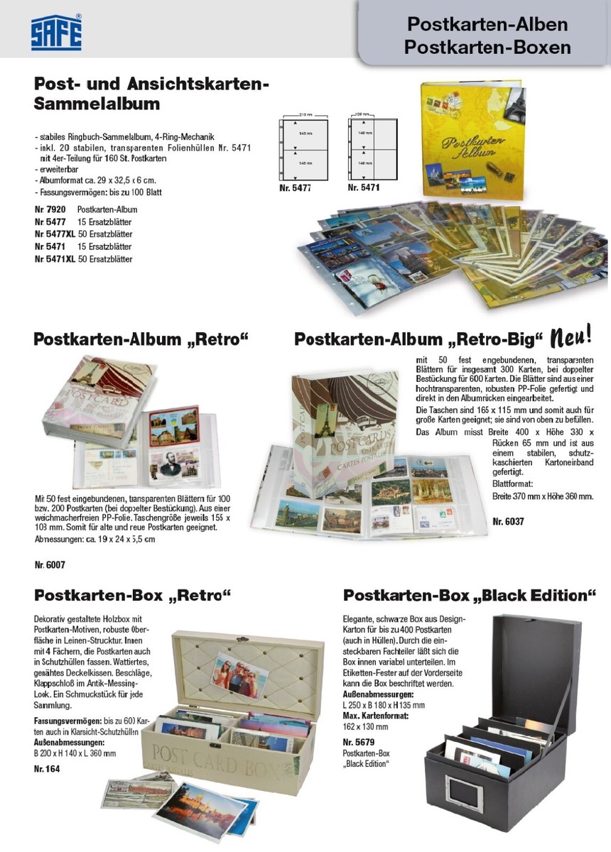 Prophila Nostalgie-Album II 60 Schwarze Einsteckseiten für Briefmarken